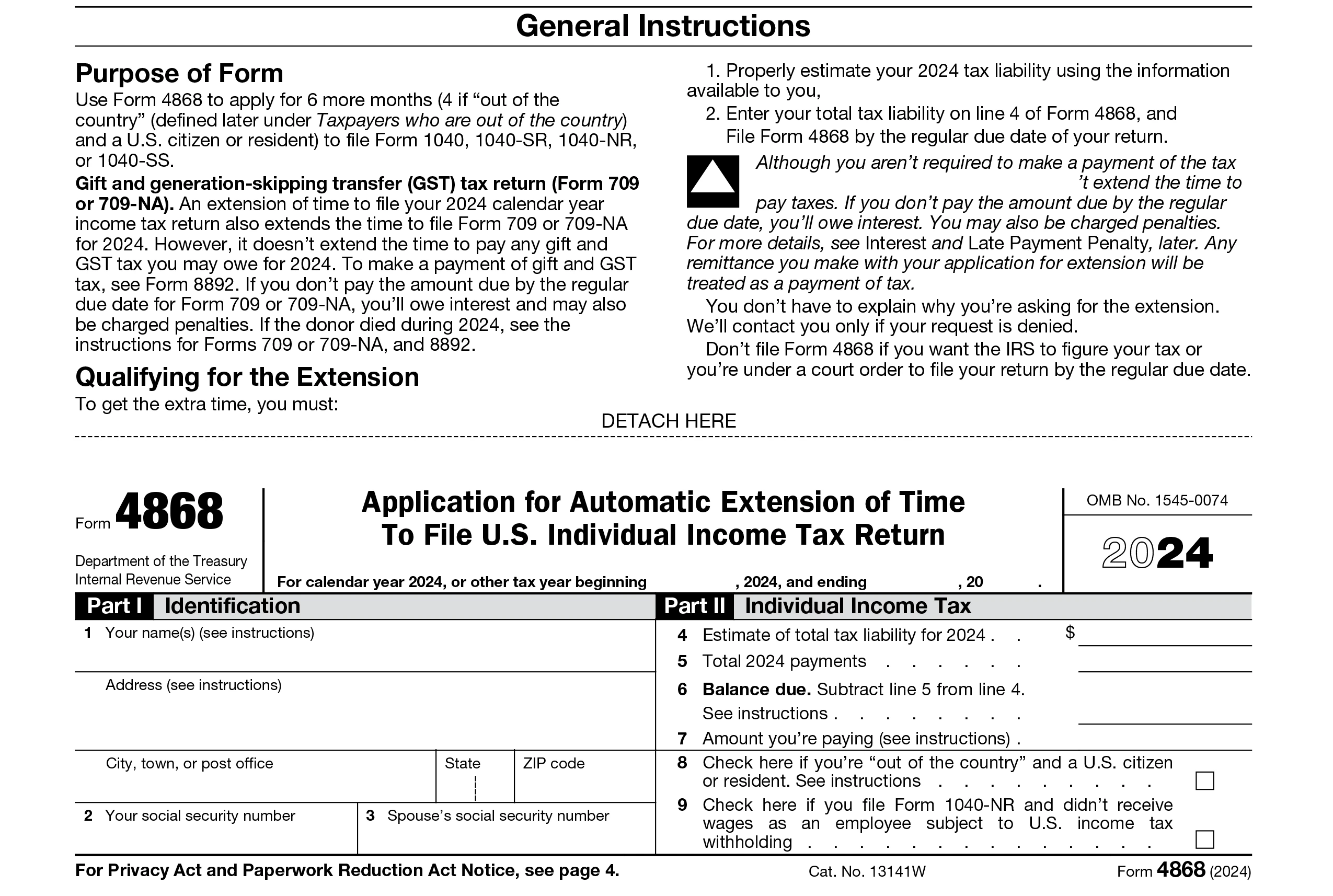 Form 4868 Extension