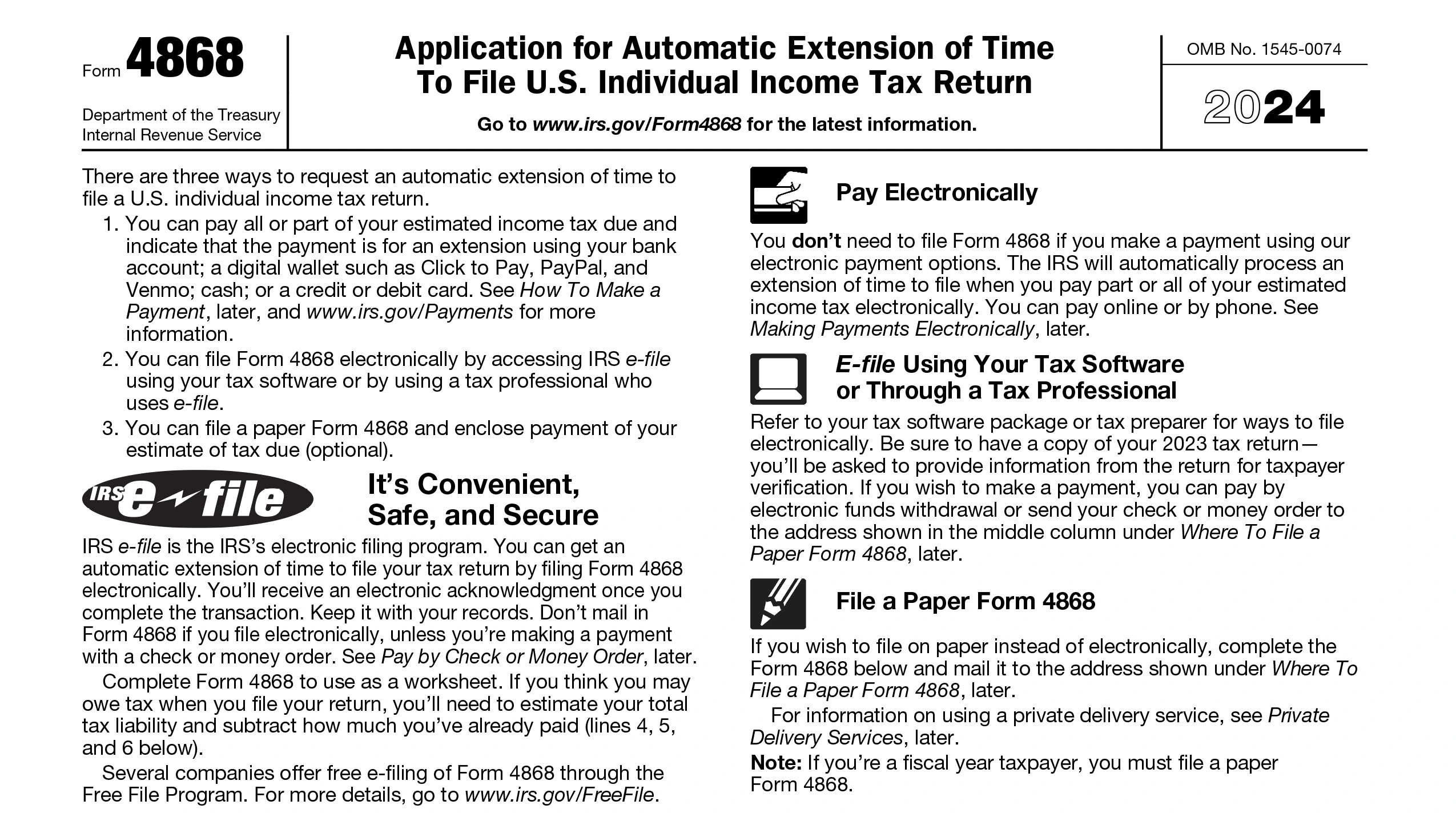 Personal Tax Extension Form 4868